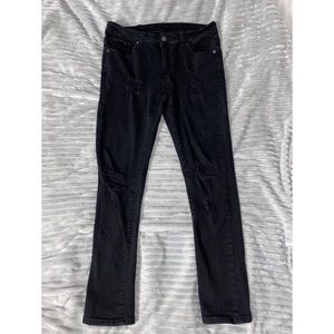 Black distressed skinny jeans